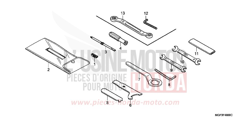 OUTILS von CBR1000RR "Fireblade" ROSS WHITE (NH196KA) von 2013